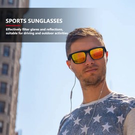 MEETSUN Polarized Sunglasses For Men Women UV Protection Square Frame Sport Fishing Driving Sunglasses - Matte Black/red Mirrored