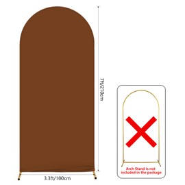 AIBIIN 3.3x7ft Coffee Brown Arch Shape Backdrop Round Top Frame Cover 2-Sided Fit Stand for Wedding Ceremony Birthday Party Baby Shower Banquet Decoration