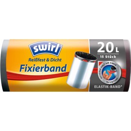 Swirl Fixierband-Müllbeutel, 20 Liter, 4 Rollen mit je 15 Beuteln, Anthrazit