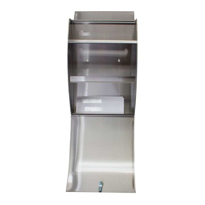 Qualarc WF-0906A Glacial Elliptical Stainless Steel Locking Wall Mount Mailbox,