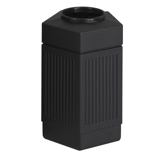 Safco Products Canmeleon Outdoor-Indoor Open Top Pentagon Trash or Garbage Can 9485BL; Black; Five Fluted Panels; 30-Gallon Capacity