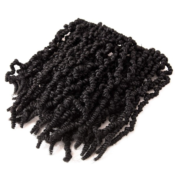 3 Packs Short Curly Spring twist Braids Synthetic Crochet Hair Extensions 10 inch 15 strands/pack Ombre Crochet Twist Braids Fiber Fluffy Curly Twist Braiding Hair Bulk (1B#)