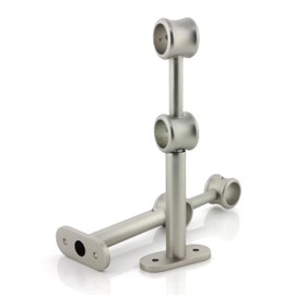 GIRASOLE HOME® 2 x Adjustable Double Curtain Pole Bracket, Heavy Duty Aluminium Wall Bracket for 18-20mm Diameter Rods (Double 175mm A, Satin Nickel)