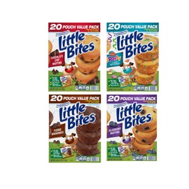 (4 pack) Little Bites Assorted Muffins, 80 individual packs, (20 ct each), Mini Muffins, 138 lbs Case – (20) Chocolate Chip, (20) Fudge, (20) Blueberry, (20) Party Cake