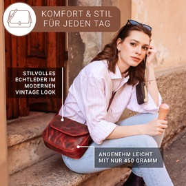 STILORD 'Esther' Women's Handbag Shoulder Bag Genuine Leather Vintage Leather Bag for Going Out Classic Evening Bag Party Bag Leisure Bag Leather, Kara - Red, shoulder bag