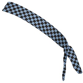 Checkerboard Blue Carolina & Black Elastic Tie Running Fitness Skinny Headbands Made In USA