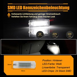 GSOWO LED Car Boot Lighting Xenon White Plug & Play without Error Message for V-W Beetle Golf 5 Golf 6 Golf 7 Golf Plus (from 2005) Caddy (from 2004), [Durable & Efficient], 1 Piece