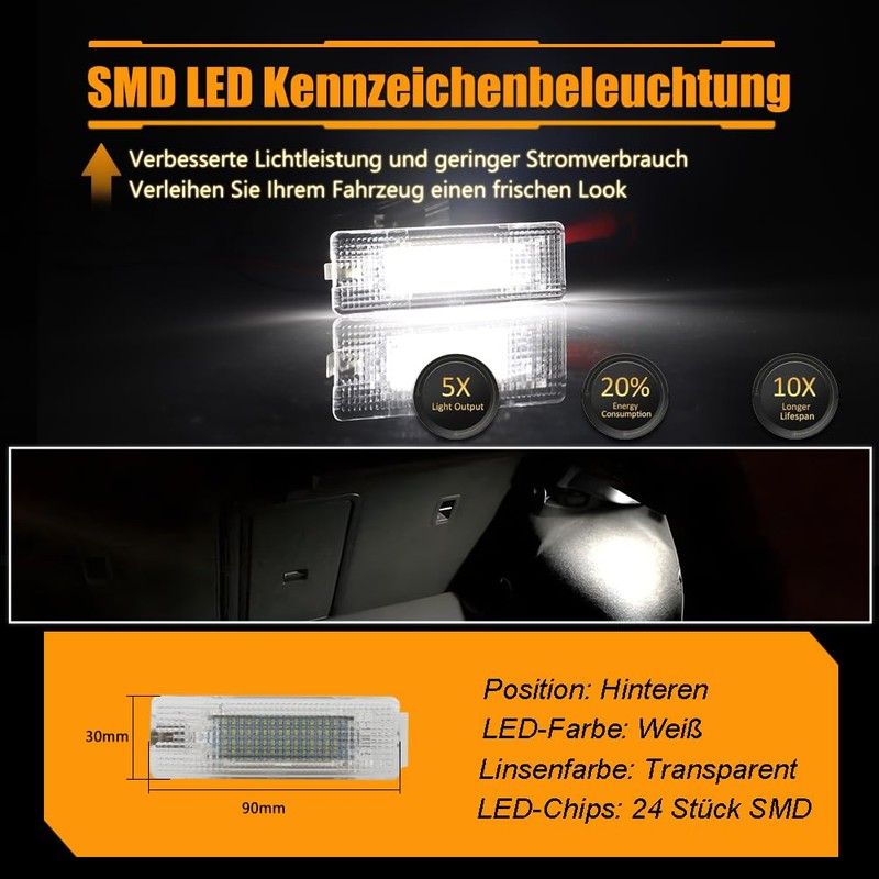 GSOWO LED Car Boot Lighting Xenon White Plug & Play