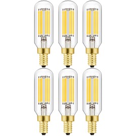 Dimmable E12 LED Bulbs 6W, T6 Edison Light Bulbs Soft White 3000K, 60W Candelabra Incandescent Bulbs Equivalent Vintage LED Filament Edison Candle Bulb, 600lm, 6Pack.