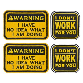 4 Pcs Patches for Backpacks, Warning I Have NO IDEA What I AM Doing, I Don't Work for You Patch Morale Funny Tactical Dog Harness with Backpack for Caps Backpacks Vest Harness Military Uniforms