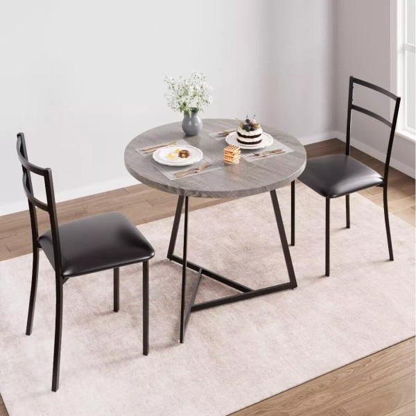 Dining Table Set Kitchen Table and 2 Upholstered Chairs Dinette