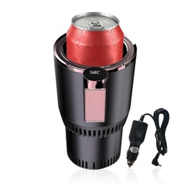 Yesinaly 2-in-1 Smart Car Cup Cooler and Heater, Smart Cup for Car with LED Temperature Display Touch Control, Keep Drink Cold or Hot in Car Cup Holder Fits in Commuter Road Tripper, Black