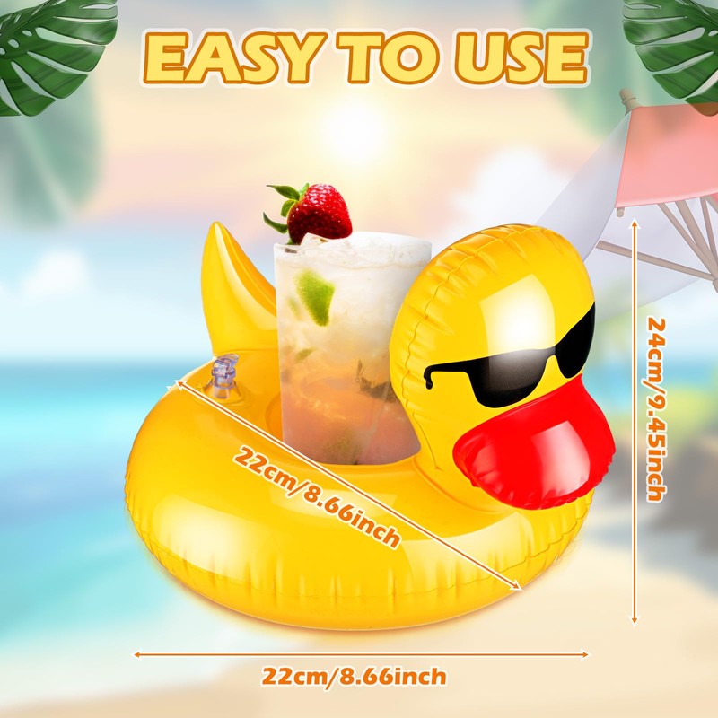Gemscream 36 Pcs Inflatable Duck Drink Floats Lightweight Inflatable Drink