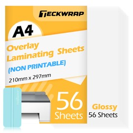 TECKWRAP Glossy Laminating Sheets Clear Laminate Sheets for Inkjet Printable Vinyl Sticker Paper Transfer Paper 8.26" x 11.69" A4 56pcs Clear Contact Paper for Scrap-Booking Photo Paper