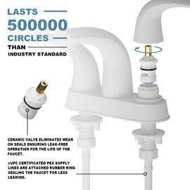 Lavatrum Brush Nickel Bathroom Sink Faucet, Solid Brass 4 Inch Centerset Bathroom Faucet for Sink 3 Holes with Pop-up Drain & cUPC Lead-Free Hose, 2 Handles Modern Vanity Bath RV Faucet