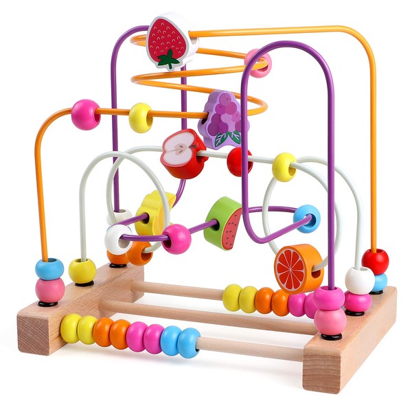 Lewo Bead Maze Wooden Baby Toddler Toys Roller Coaster Abacus Preschool Educational Toys Birthday Gifts for Toddlers Kids Boys Girls