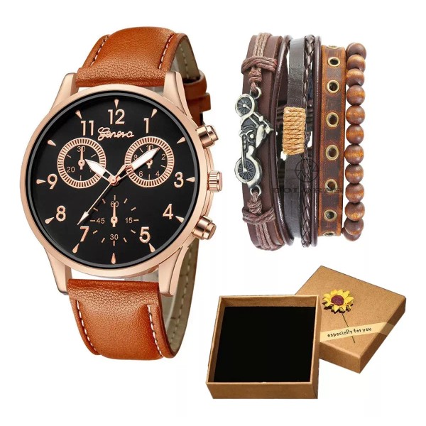 Dolores Kit Reloj Geneva Mujer Hombre Pulsera Caja De Regalo