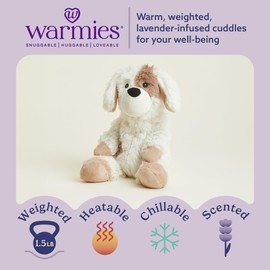 warmies Microwavable & Weighted Stuffed Animals, Puppy - Heated Stuffed Animal Plushie for Warmth & Comfort - Cute Soft Plush Toys for Adults & Children (Boys, Girls, Babies & Toddlers)