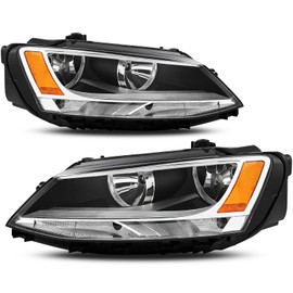For 2011-2018 VW Jetta MK6 Sedan & Hatchback Headlights Assembly Replacement Headlamp Pair Halogen w/o DRL,Not Fit Sport Wagon, Factory OE Style