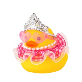 wonuu Car Rubber Duck Decoration Cute Car Accessories Car Ducks for Dashboard with Dress Loveglasses Necklace, Pear String-Red Plaid Dress