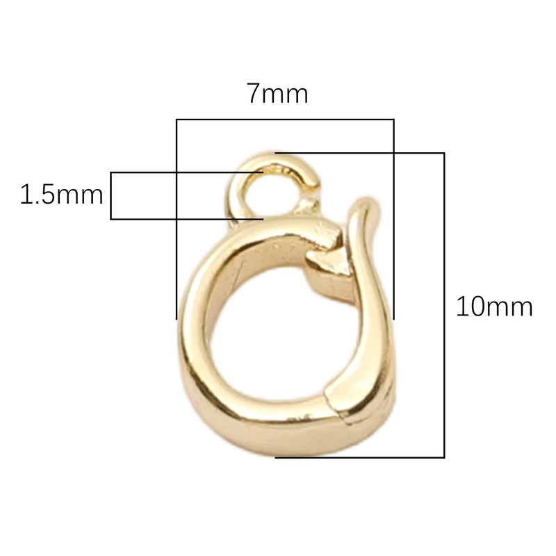 18K Gold Plated Pearl Removable Clasps 7x10mm Hole Ring Size