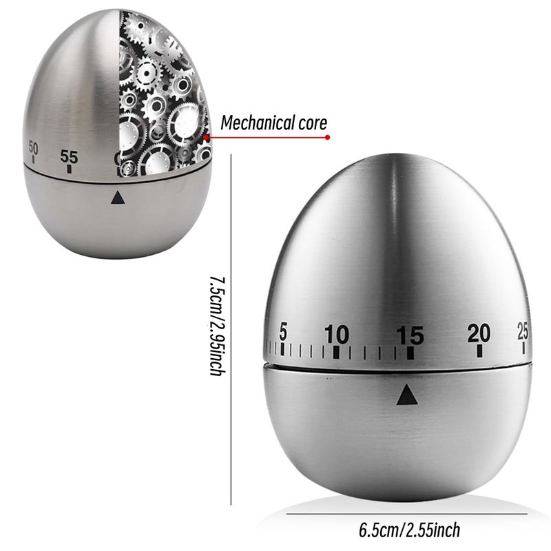 Egg Kitchen Timer, Kitchen Timer, 60-Minute Timer, Mechanical Rotating Alarm