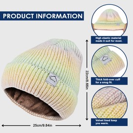 TAGVO Winter Hat and Loop Scarf Women's Winter Warm Hat Beanie Scarf Set with Thick Fleece Lining for Ski, F-Yellow-06