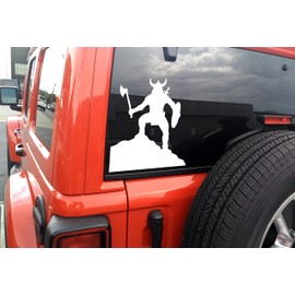 Minglewood Trading Viking Barbarian Berserker on Rock Vinyl Decal - Shield Axe Sword Norse - Die Cut Sticker