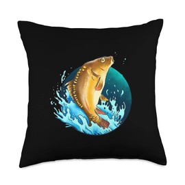 Angel Fishing, lustige Sprüche Carp Graphic Holidays and Fishing Throw Pillow, 18x18, Multicolor