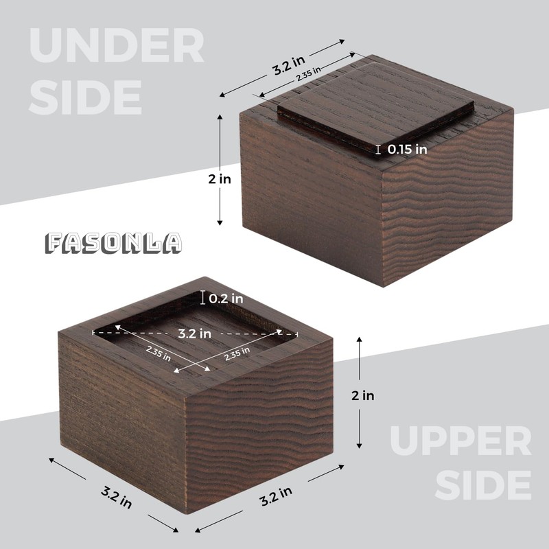 FASONLA Bed Risers (Set of 4) - Oak Solid Wood