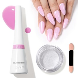 TAYE Light Pink Glazed Nails Set, Light Pink Gel Nail Polish and Pearl Chrome Nail Powder, U V Light Cure Gel Polish for Nail Art Manicure Salon DIY at Home