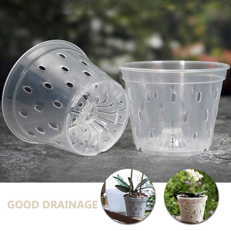 BESPORTBLE 5sets Clear Orchid Pots Flower Planter with Saucers Breathable