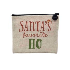 Canvas Bag - Collection Christmas Vintage Retro Drawing Illustration Photo Pere Christmas Tree Decoration - Linen Cosmetic Bag - Toiletry Bag - Purse, Santa's Ho, Cosmetic bag