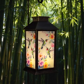 Solar Lantern Solar Outdoor Decorative Lights Unique Hummingbird Waterproof Hanging Lantern Gift for Mom and Grandma for Garden Yard (Hummingbird)