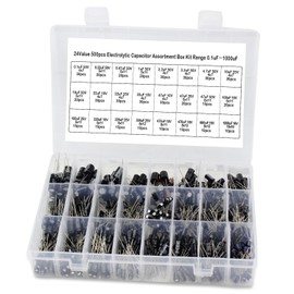 DollaTek 24Value Electrolytic Capacitor Assortment Box Kit Range 0.1uF－1000uF - 500pcs