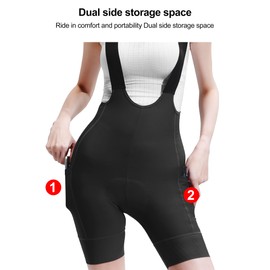 LAMEDA Women's Cycling Shorts with Pockets Padded Short Summer Breathable Elastic Quick-Drying Cycling Shorts for Cycling Road Bike, black, S