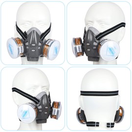 Reusable Face Cover with Filters Set -Active Carbon Respirator for Painting Against Gas/Dust/Organic Vapors/Smells/Fumes/Sawdust/Asbestos Suitable for Painting,Staining,Car Spraying,Sanding &Cutting
