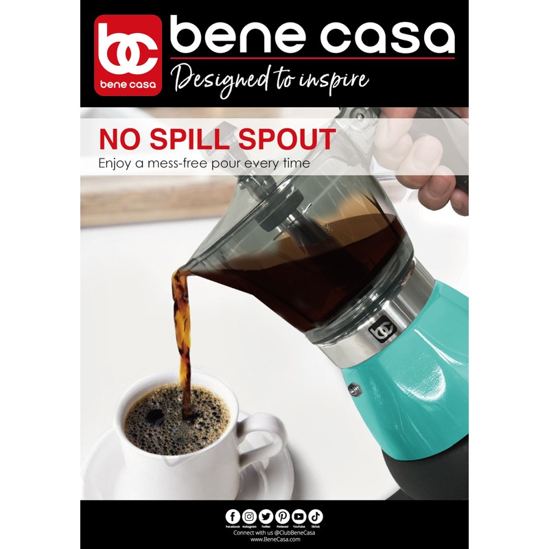 Bene Casa Teal Portable Electric Espresso Maker/Cafetera, 1-3 Cups/Shots (1,
