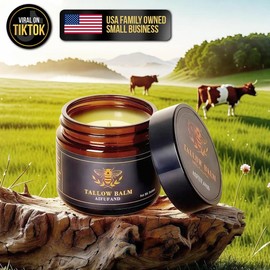 All-Natural Beef Tallow Balm Infused with Raw Honey – Deep Nourishing Cream for Soft, Radiant Skin – 2 oz Moisturizer - Quantity: 3 PACK