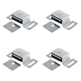Litepak Magnetic Catch for Cabinet Doors Cupboards Drawers Shutters w/Metal Housing + Strike Plate & Screws (4 Pack)