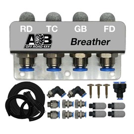 Universal 4 Port / 4 Point Diff Breather Kit Black for Toyota Hilux Landcruiser Prado Nissan Navara Mitsubishi Triton Pajero BT-50 and more