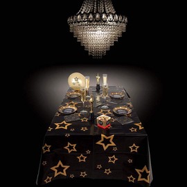 Boland 44158 Vip Black Stars Tablecloth 130 X 180 cm, Black