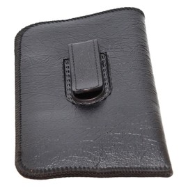 Calabria S-41 Soft Slim Slip In Eyeglass Case Black w/Pocket Belt Clip Faux Leather Mens Womens Glasses Holder Pouch Sleeve