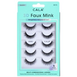 CALA - "3D Fauk Mink" pestañas postizas multidimensionales y ligeras (5 pares de pestañas, Sassy)