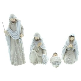 FRANK FLECHTWAREN Nativity Scene Christmas Eve Set of 4 Polyresin Figures Height 4 cm - 16 cm, Filigree, Versatile, Traditional