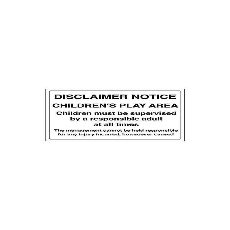Vsafety 72028BF-S'Disclaimer Notice/Children's Play Area' Sign, 400 mm x 300