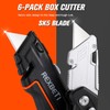 REXBETI 6 Pack Retractable Folding Utility Knife, SK5 Heavy Duty