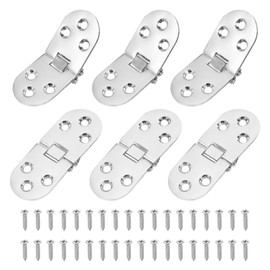 sourcing map Folding Table Flip Hinge 3" x 1", 180 Degree Butler Tray Hinges Heavy Duty Flap Round Edge Hinge with M4 Screw for Sewing Machine Cabinet Door Silver Pack of 6