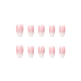 SINHOT Press on Nails Medium Coffin Fake Nails Glossy Glue on Nails Pink Ombre Acrylic Nails Ballerina Artificial Nails Pink Gradient Stick on False Nails with Design 24 pcs