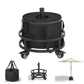 Geanbioso Geanbioso Umbrella Base,Suitable for Outdoor 1.5 to 1.96 inch Market Umbrellas Stainless Steel Baked Enamel Base,Umbrella Stand with Swivel Casters+1680D Waterproof Oxford Cloth Sandbag